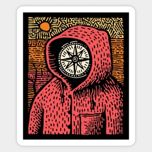 The Wanderer | Linocut Compass Design Magnet